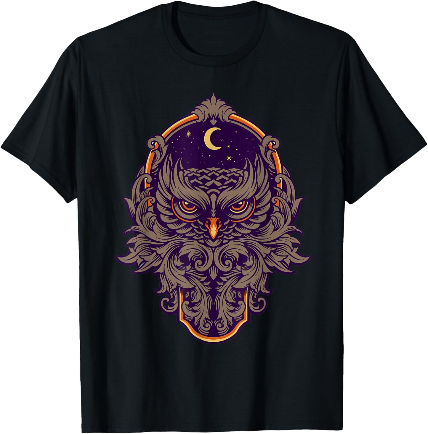 Warrior Owl Frame Ornaments T-Shirt - T-Shirt | Black