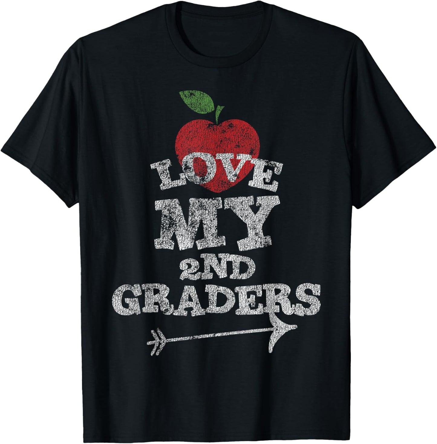 Love My 2nd Graders Second Grade Teacher Distressed T-Shirt - T-Shirt | Black