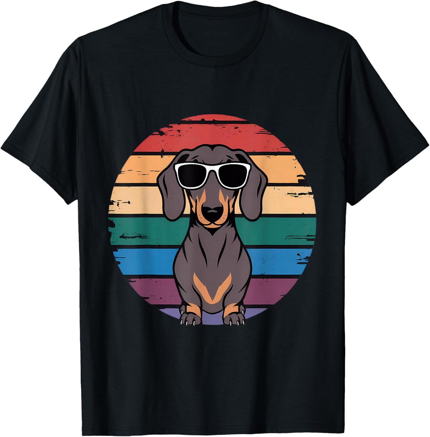 Retro Dachshund Sunset T-Shirt - T-Shirt | Black
