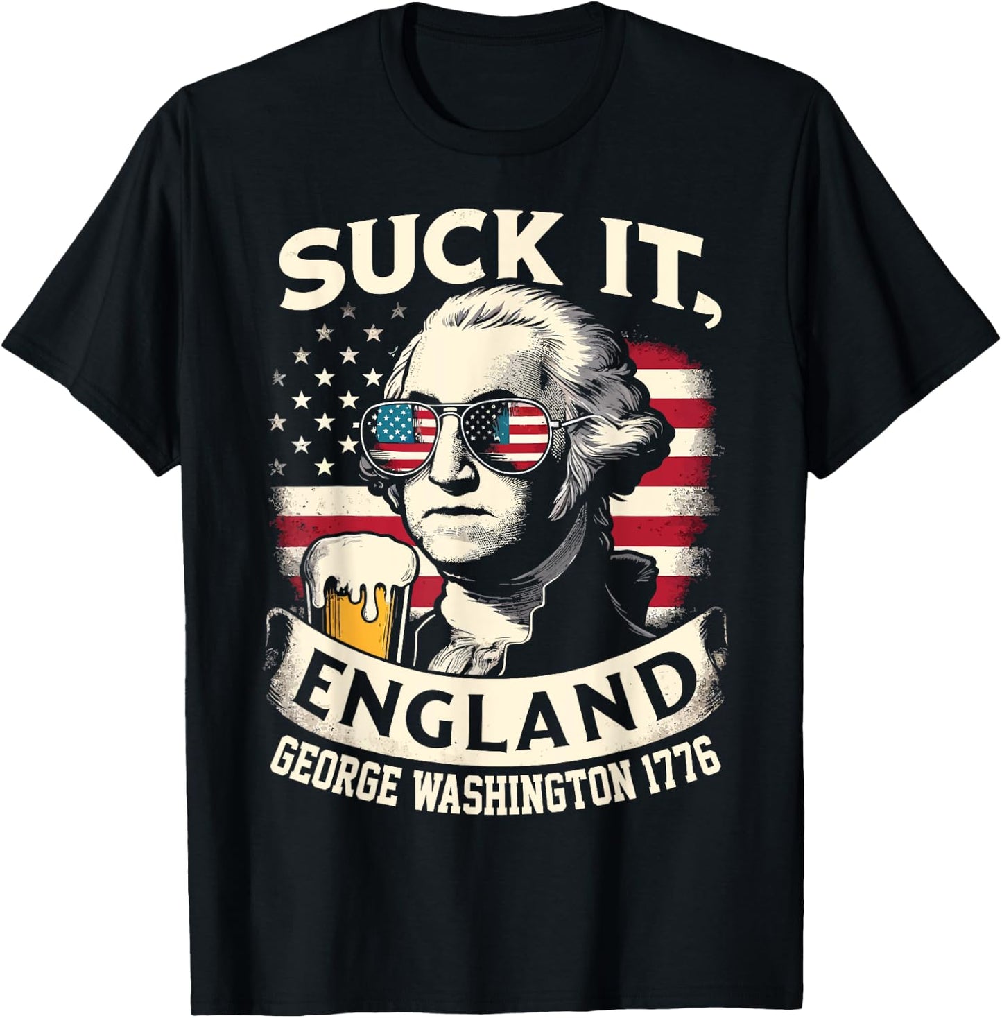 Suck It England Merica Flag 4th Of July Patriotic Men T-Shirt - T-Shirt | Black