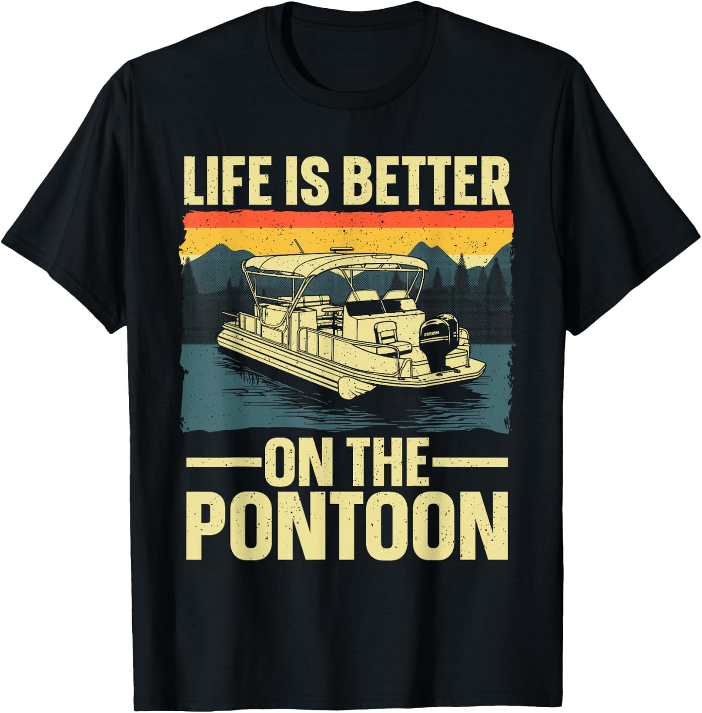 Funny Pontoon Boat Art Women Boating Pontoon Captain T-Shirt - T-Shirt | Black