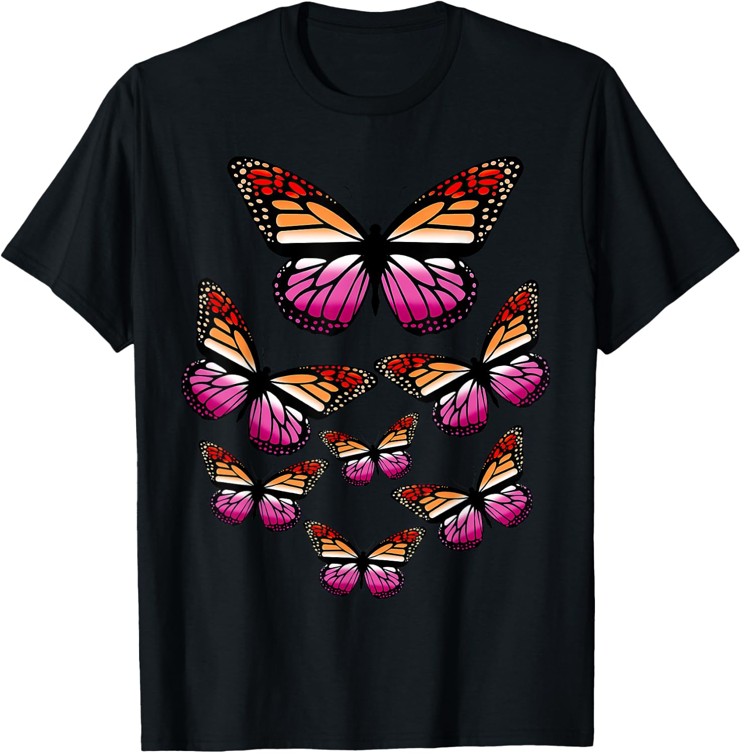 Lesbian Flag Butterfly T-Shirt - T-Shirt | Black