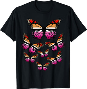 Lesbian Flag Butterfly T-Shirt - T-Shirt | Black