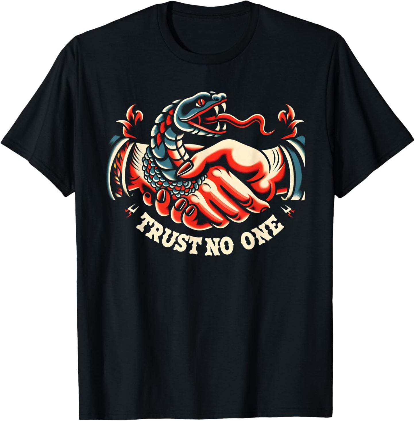 Trust No One Snake Traditional Tattoo Artist Inked T-Shirt - T-Shirt | Black