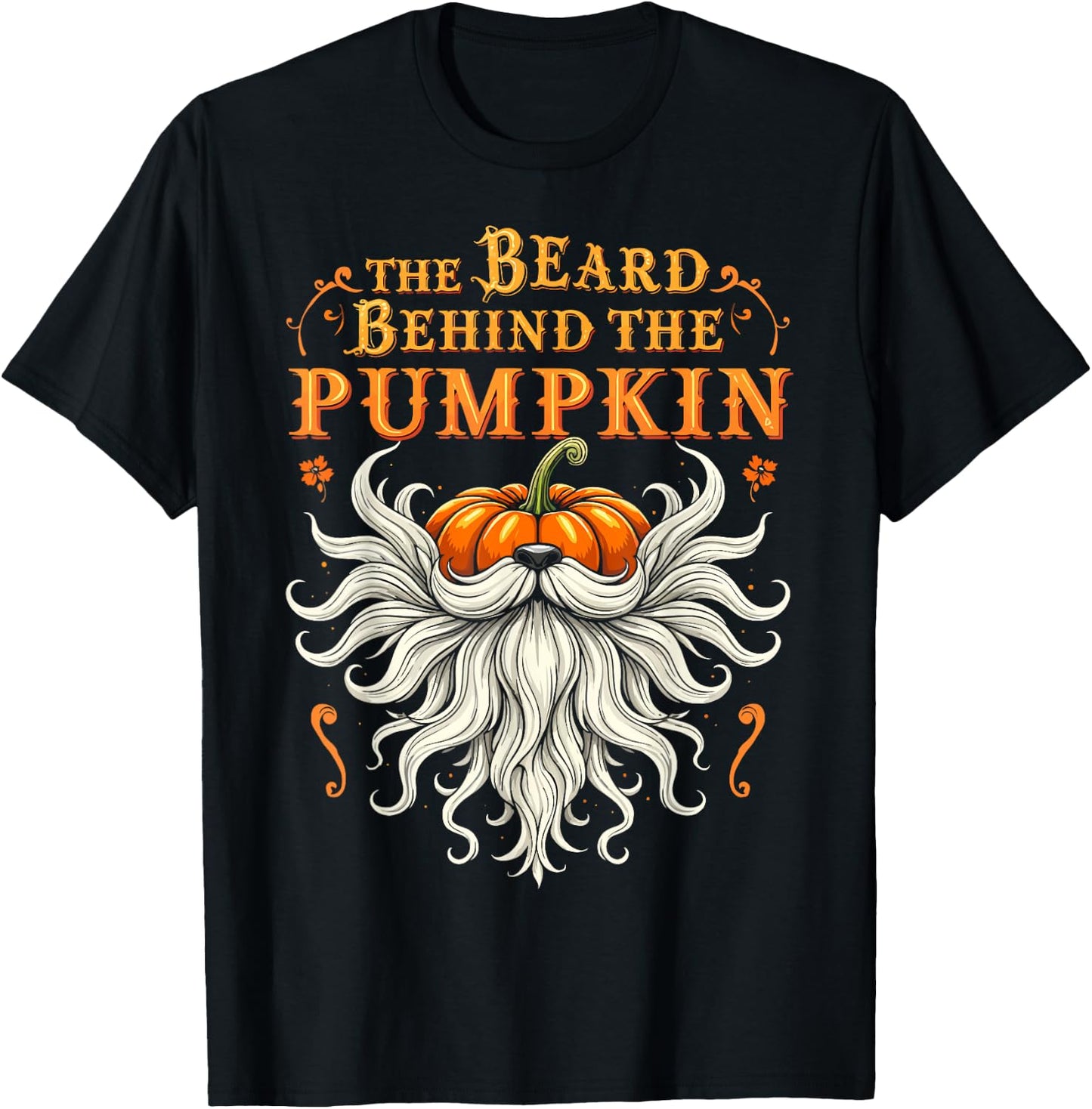 The Beard Behind the Pumpkin Halloween Bearded Men T-Shirt - T-Shirt | Black