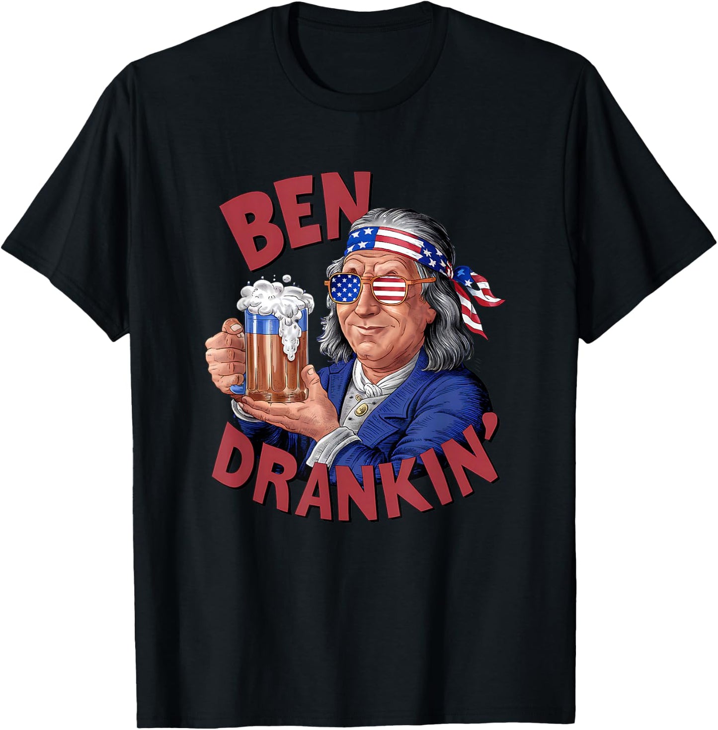 USA Independence Day Patriotic 2024 Election Funny 4th of July US President Party Franklin Ben Drankin , Small, Blue T-Shirt - T-Shirt | Black