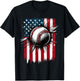 Patriotic Baseball 4th of July USA American Flag Men Boy Kid T-Shirt - T-Shirt | Black
