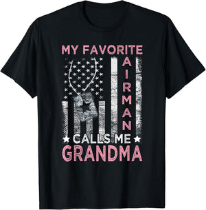 My Favorite Airman Calls Me Grandma Airman Graduation T-Shirt - T-Shirt | Black