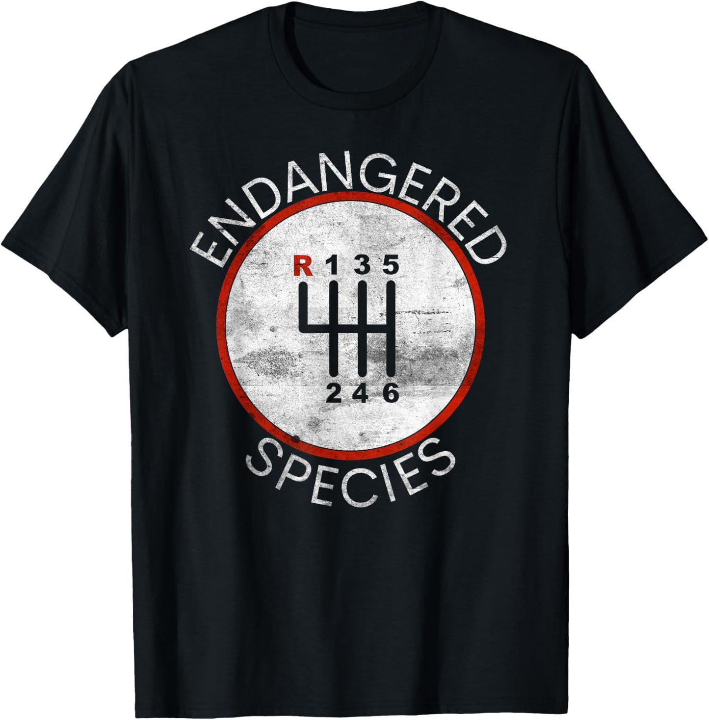 Cool Endangered Species Manual Gearbox Stick Shift 6 Speed T-Shirt - T-Shirt | Black