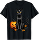 Retro Black Cat Pumpkin Halloween Cat Lovers Costume Fall Men Women Kids T-Shirt - T-Shirt | Black