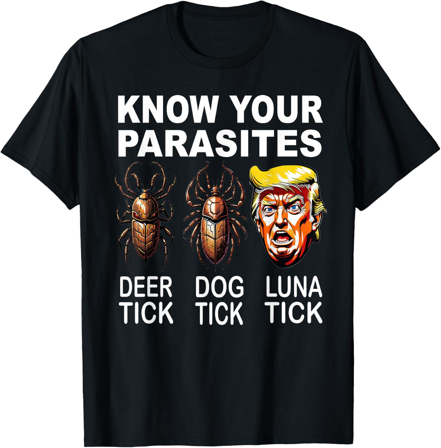 Know Your Parasites Anti-Trump Funny Luna Tick Democrat T-Shirt - T-Shirt | Black