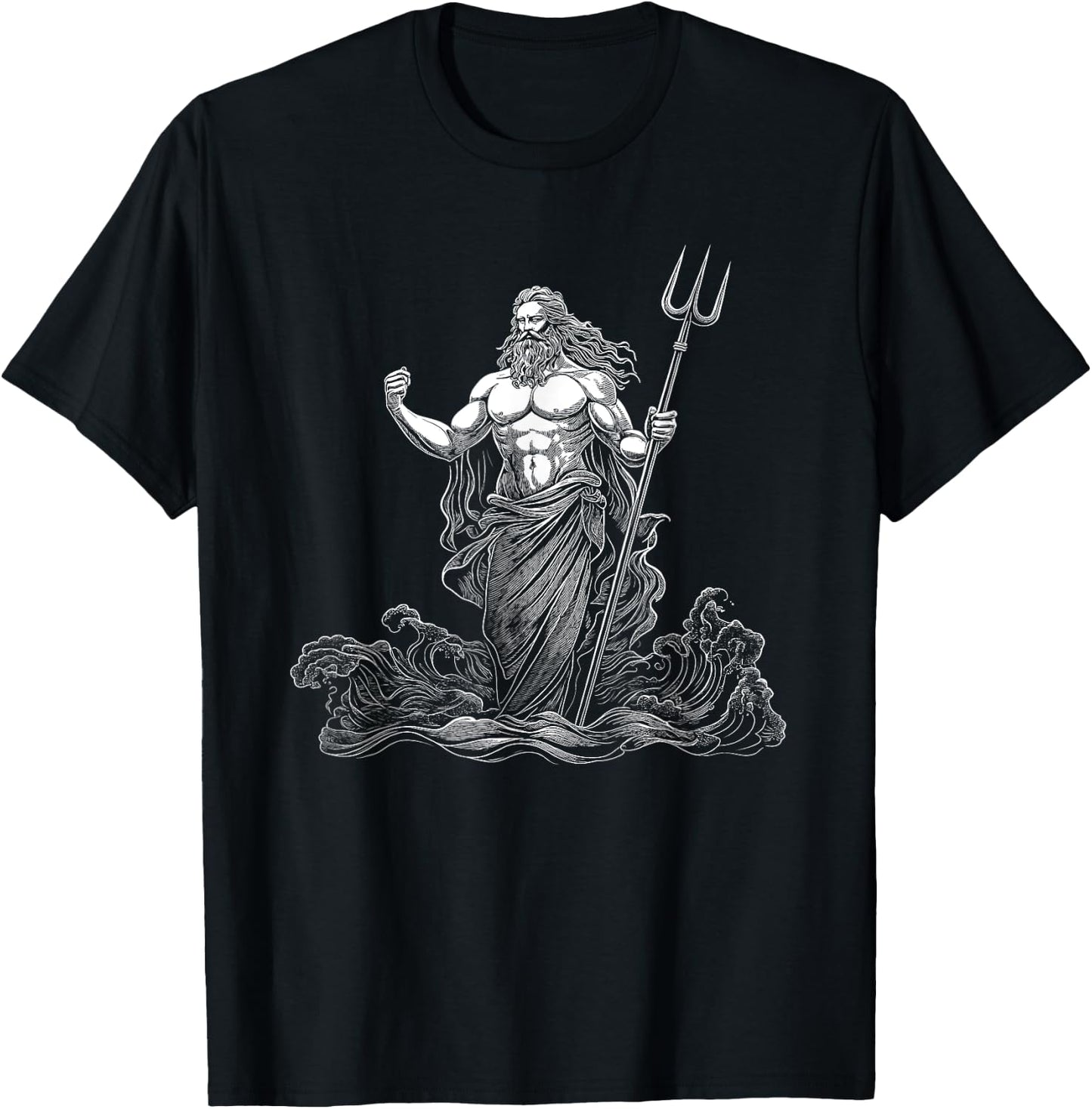 Poseidon Greek Mythology Design T-Shirt - T-Shirt | Black