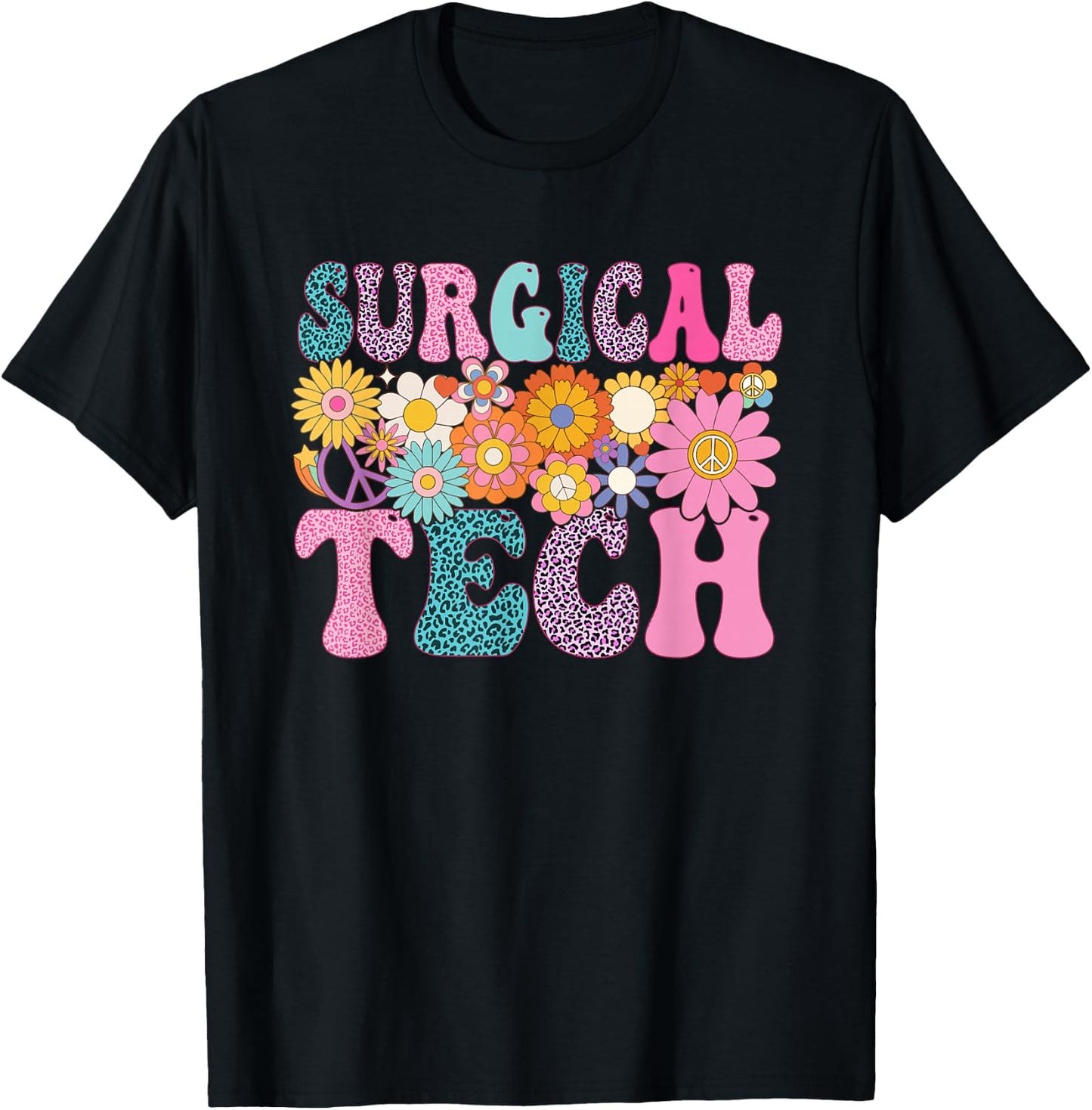 Surgical Tech Week Groovy Leopard Appreciation Day T-Shirt - T-Shirt | Black