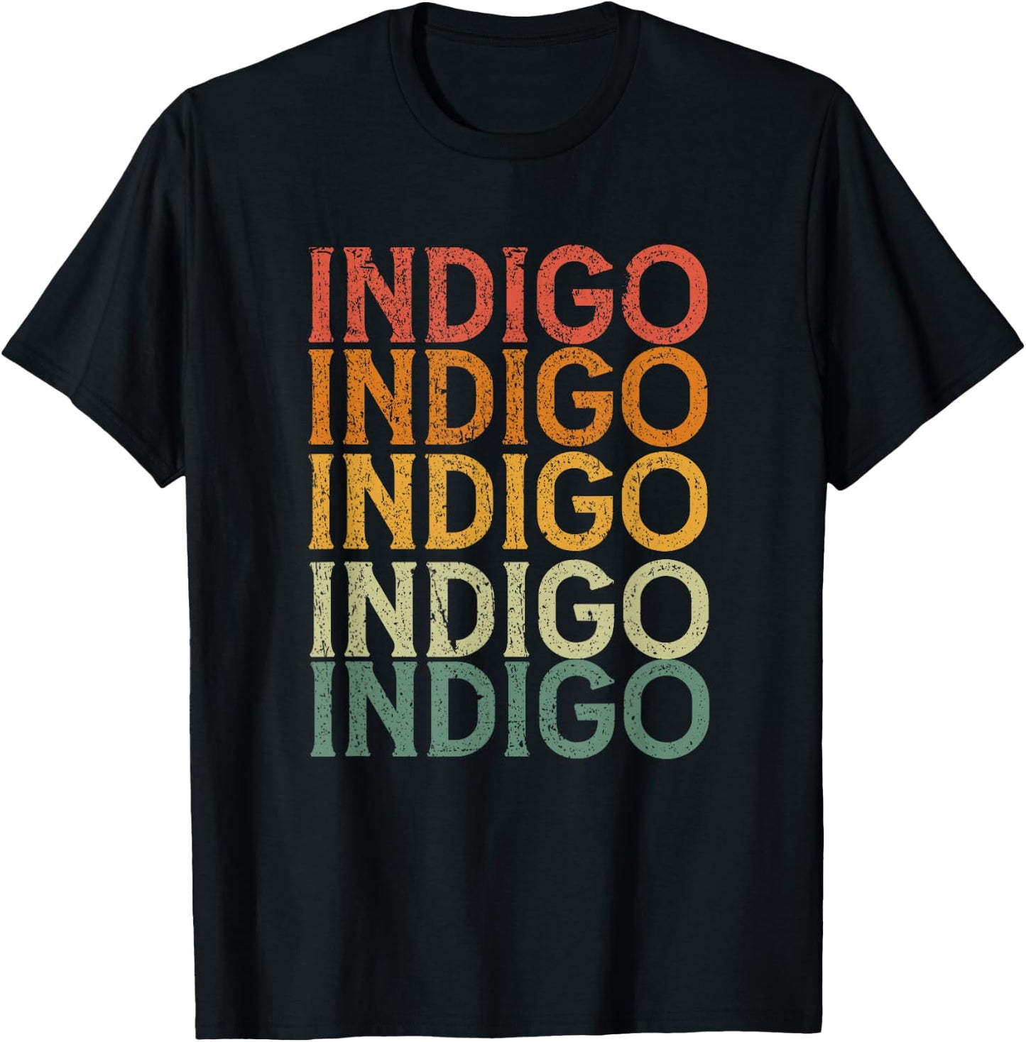 Retro Individual First Name Indigo T-Shirt - T-Shirt | Black