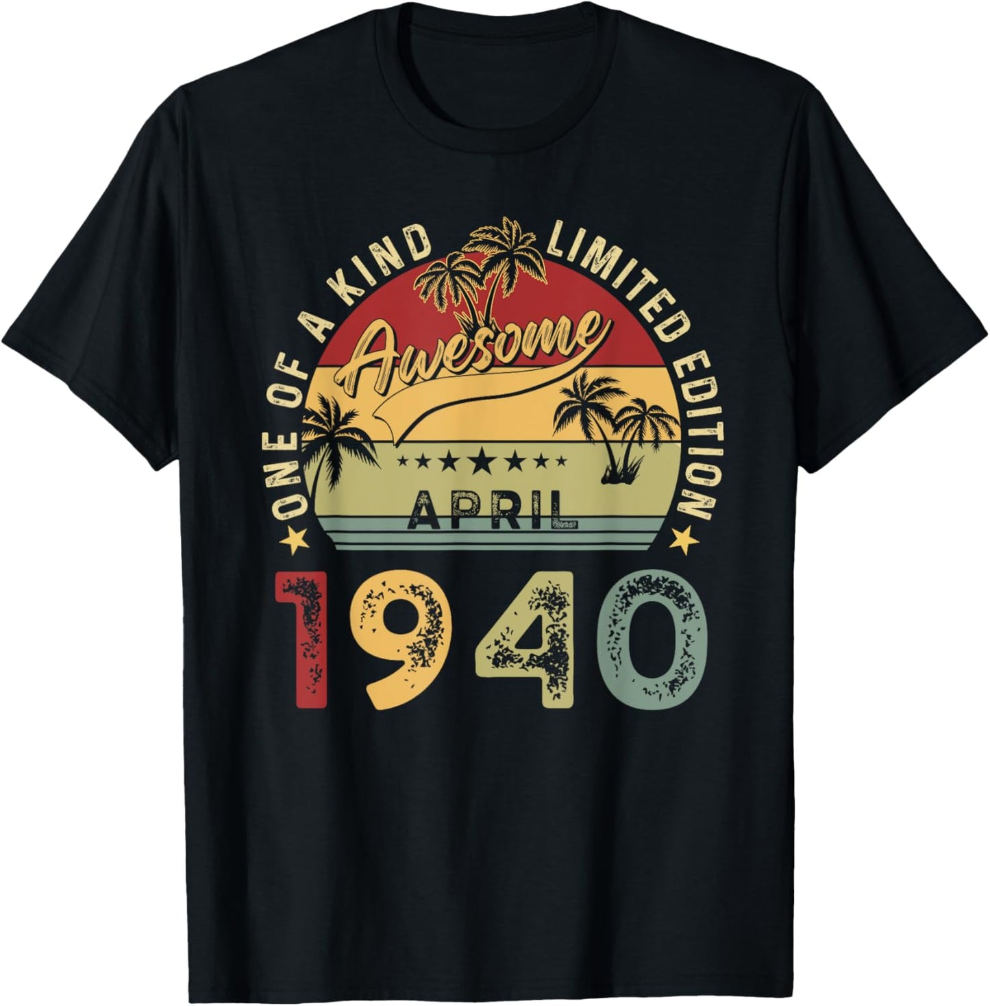 Awesome Since April 1940 Vintage Birthday Gift Men Women T-Shirt - T-Shirt | Black