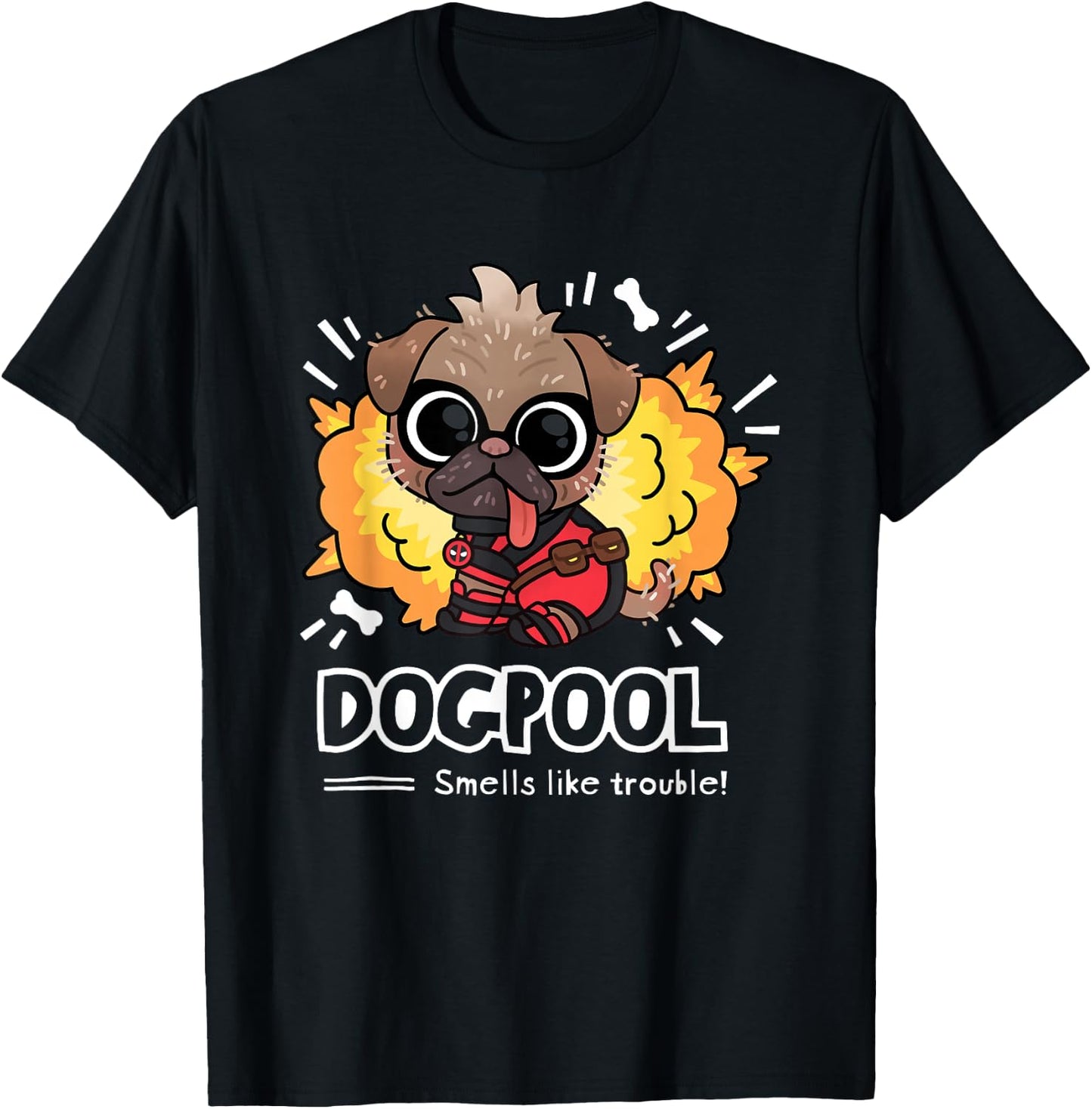 Marvel Deadpool & Wolverine Smells Like Trouble Dogpool T-Shirt - T-Shirt | Black