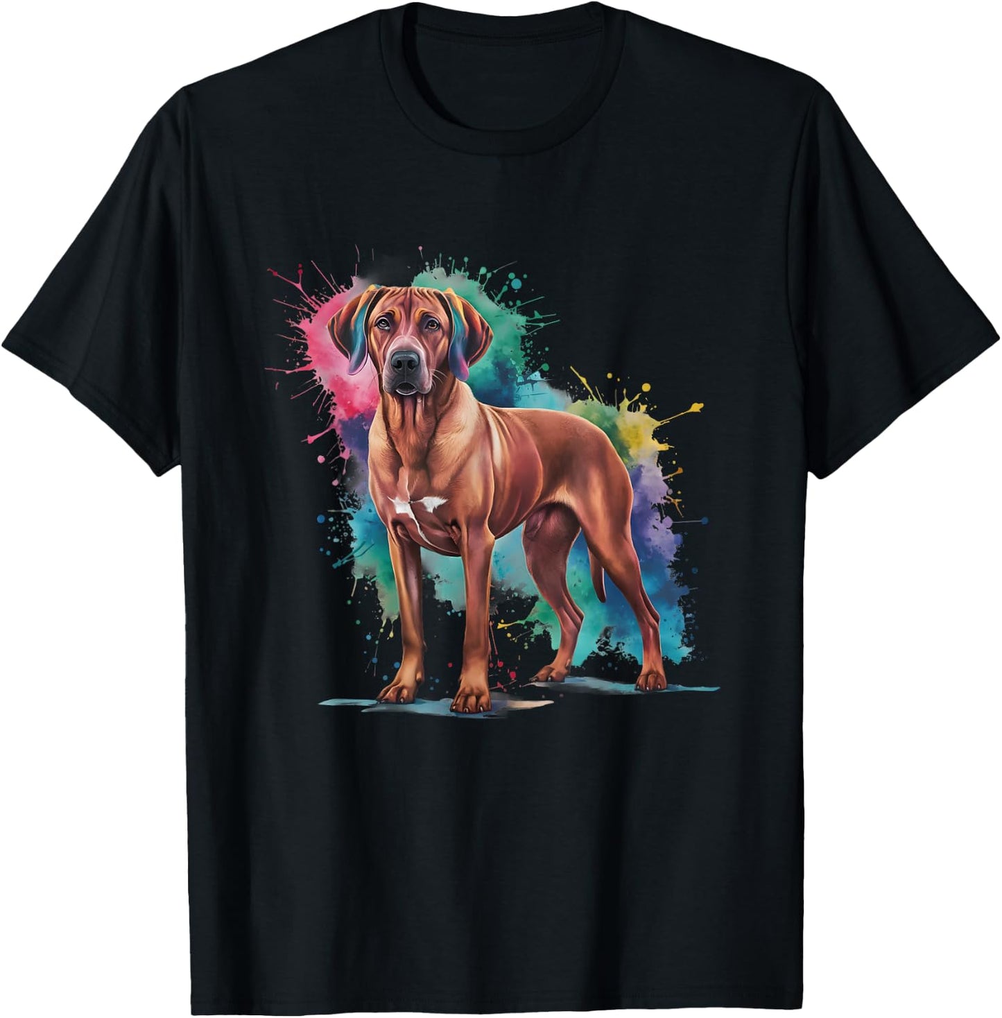 Men Woman Colorful Watercolor Rhodesian Ridgeback T-Shirt - T-Shirt | Black