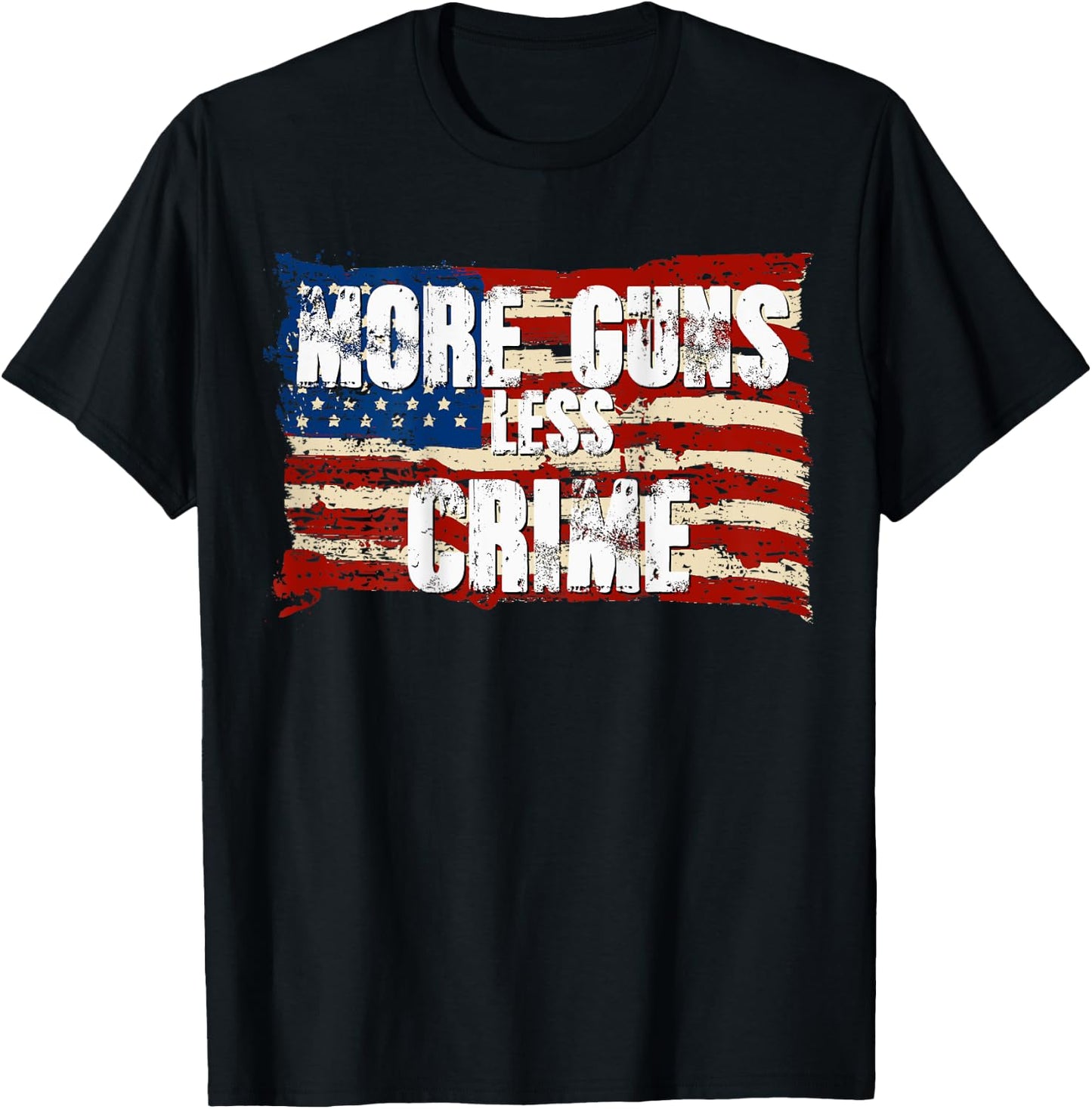 More Guns Less Crime Shirt Pro Gun USA American Flag Patriot Men T-Shirt - T-Shirt | Black