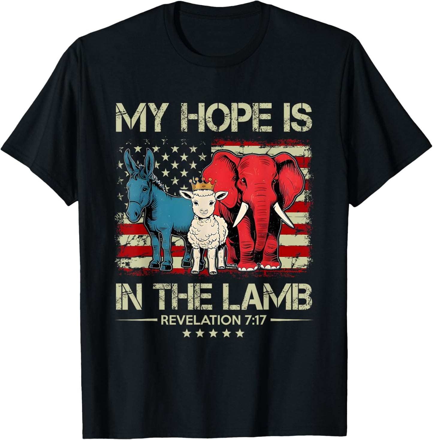 My Hope is in the Lamb Elephant Donkey USA Funny Scripture T-Shirt - T-Shirt | Black
