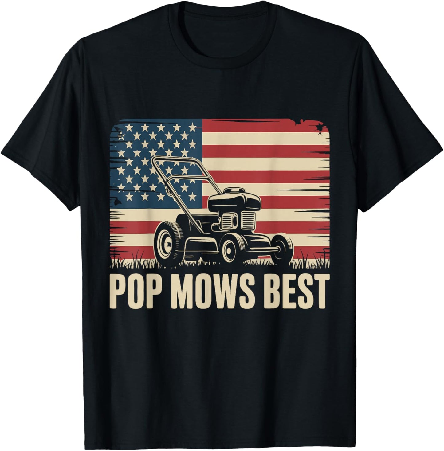 Pop Mows Best Lawn Care Dad Mowing Gardener Father's Day T-Shirt - T-Shirt | Black