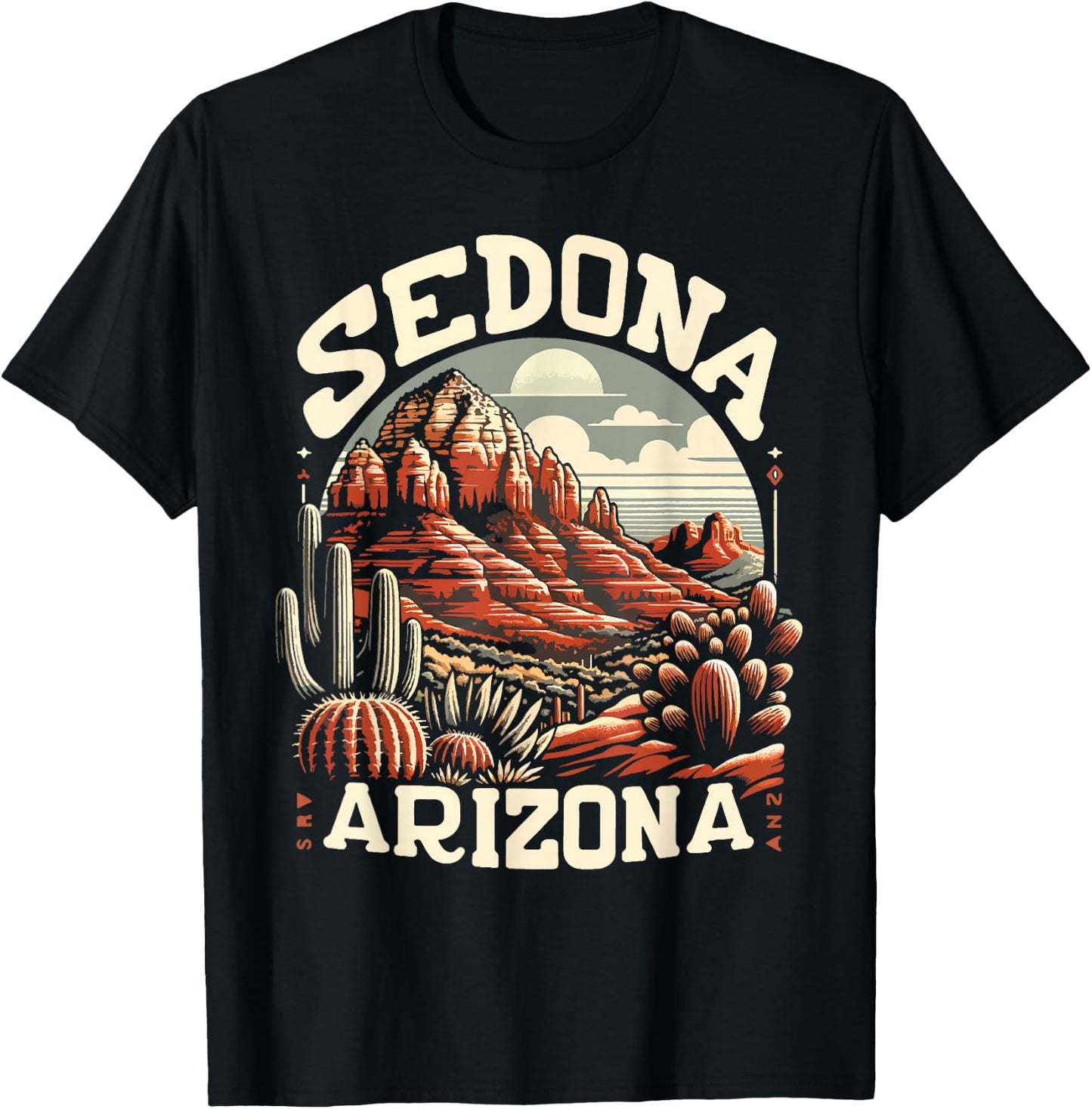 Sedona Arizona Nature Hiking Outdoor Mountain Retro Vintage T-Shirt - T-Shirt | Black