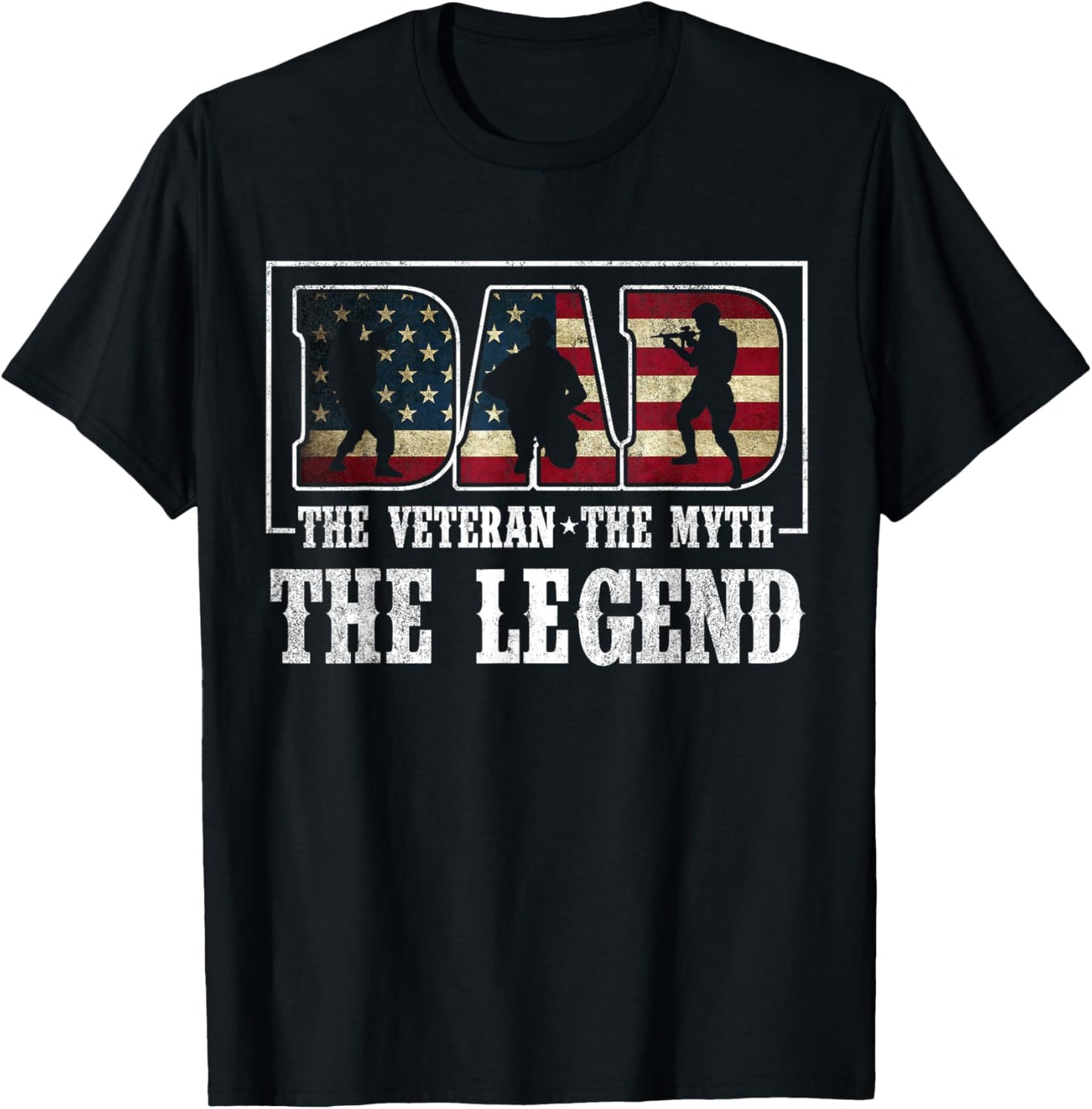 The Veteran The Myth The Legend Veteran Dad Gif T-Shirt - T-Shirt | Black
