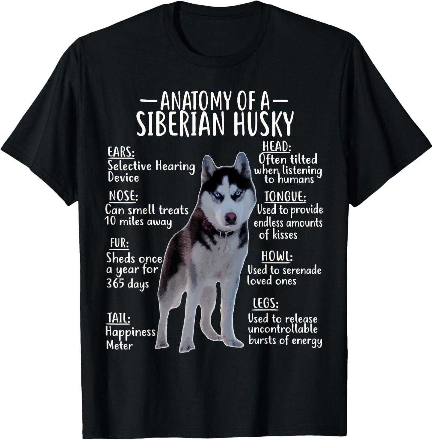 Anatomy Of A Siberian Husky T-Shirt - T-Shirt | Black