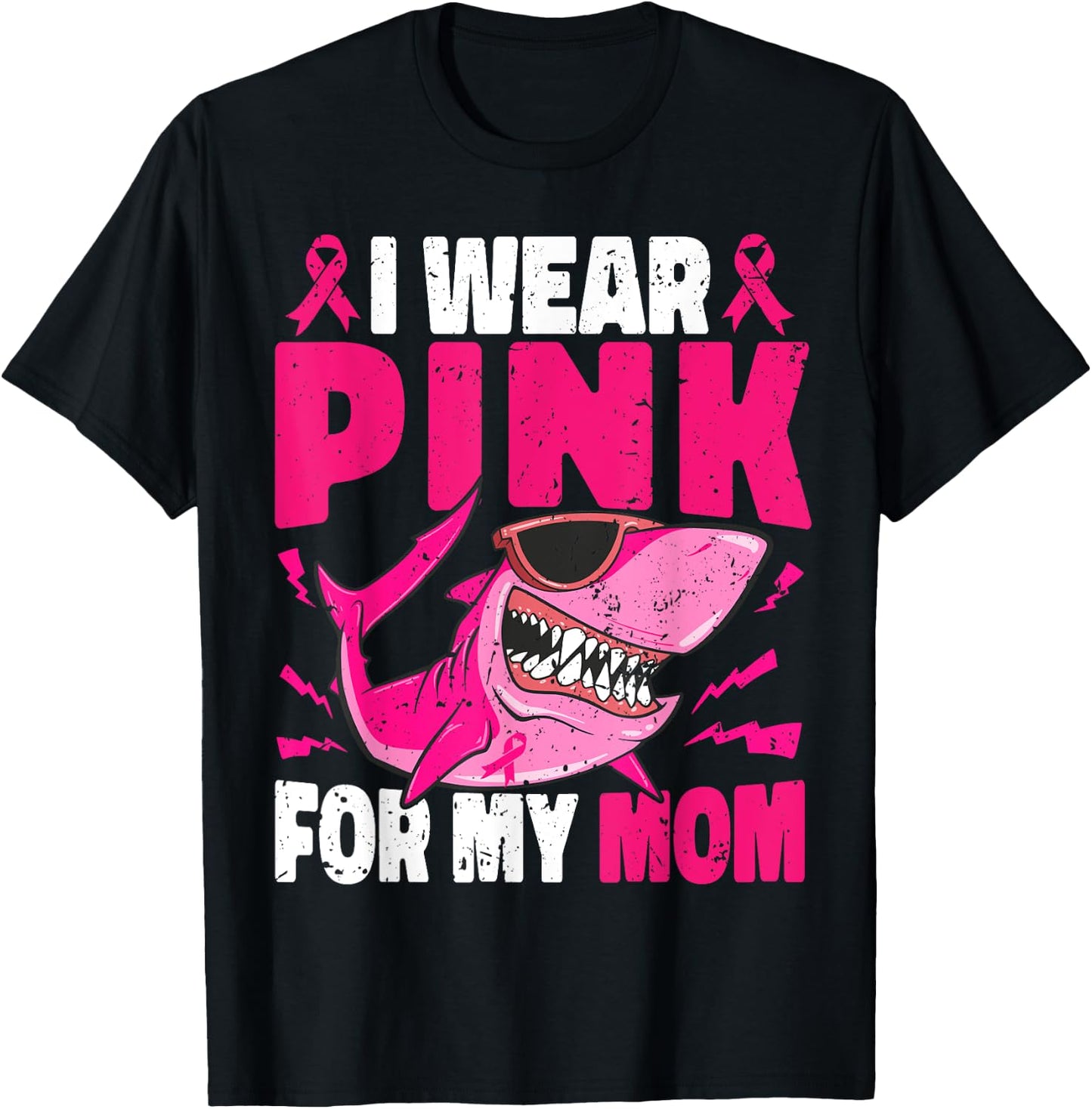 Shark I Wear Pink For My Mom Breast Cancer Awareness Boys T-Shirt - T-Shirt | Black