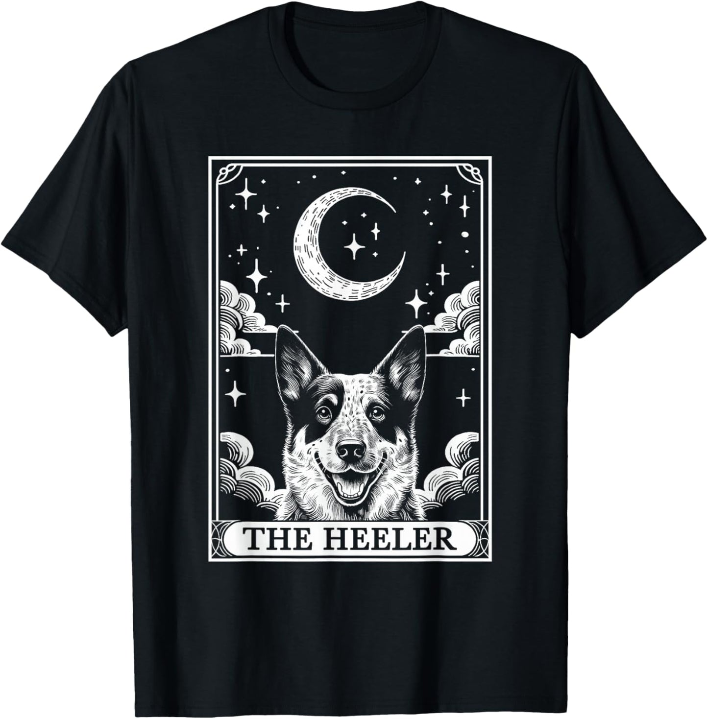 Tarot Card Vintage Crescent Moon Australian Cattle Dog Mom T-Shirt - T-Shirt | Black