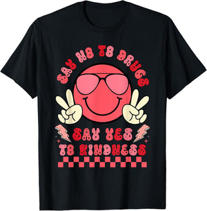 Say Not Drug-Free Say Yes To Kindness Red Ribbon Week Retro T-Shirt - T-Shirt | Black