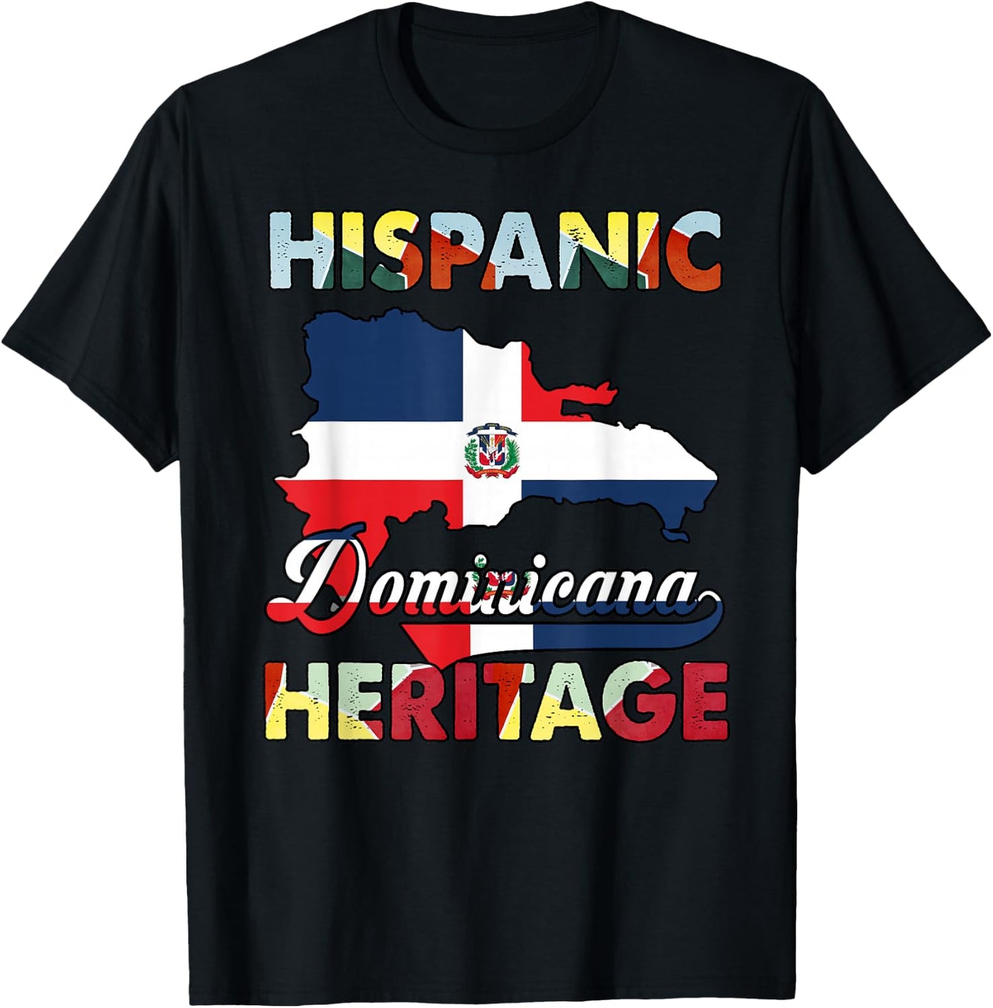 Dominican Republic Flag Hispanic Heritage Month Dominicana T-Shirt - T-Shirt | Black