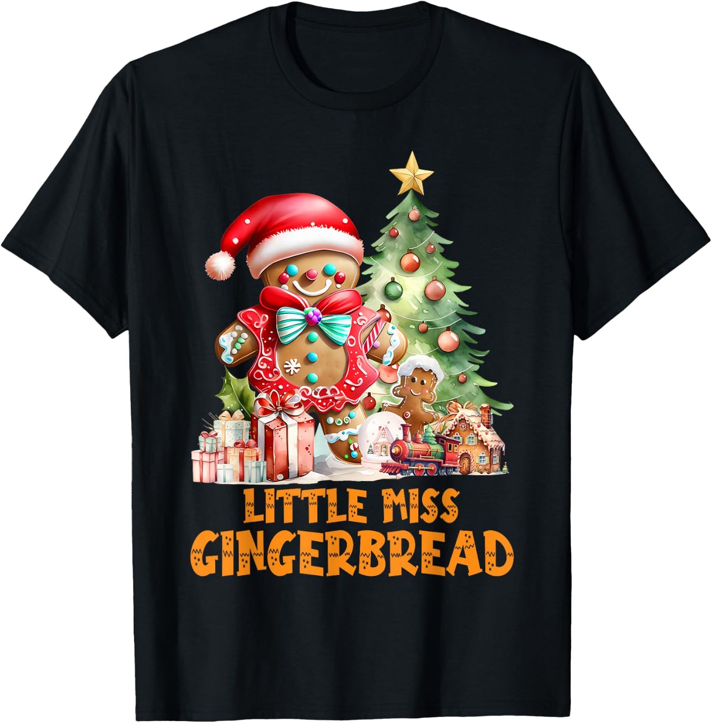 Little Miss Cookies Gingerbread Christmas Toddler Kids Girl T-Shirt - T-Shirt | Black