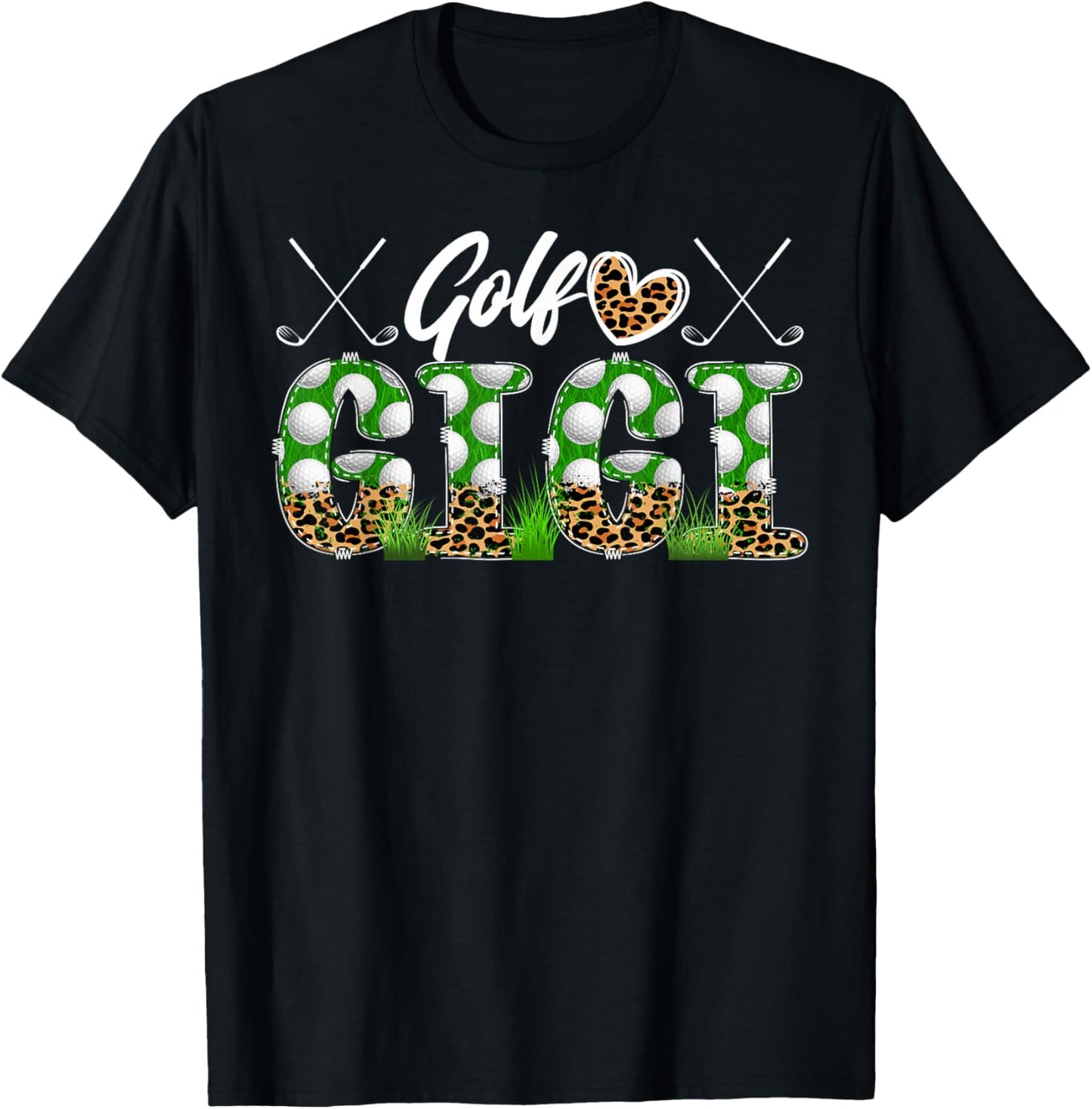 Golf Gigi Of A Golf Player Gigi Leopard Golfer Gigi T-Shirt - T-Shirt | Black