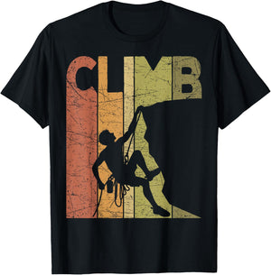 Climber Vintage Rock Climbing Retro Bouldering Climber T-Shirt - T-Shirt | Black