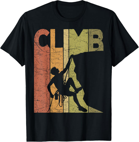 Climber Vintage Rock Climbing Retro Bouldering Climber T-Shirt - T-Shirt | Black