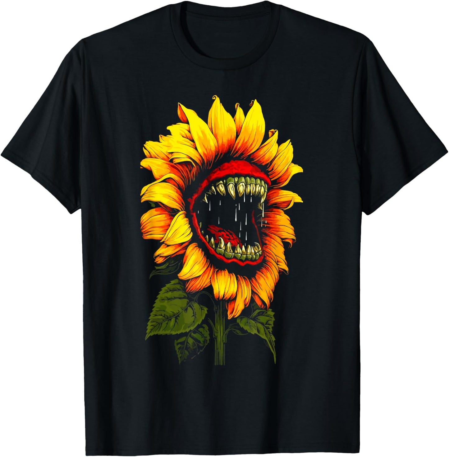 Sunflower Horror Sinister Sunflower Funny Humor Flower T-Shirt - T-Shirt | Black