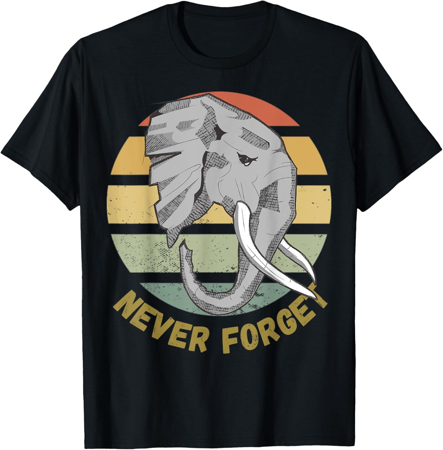 Vintage Never Forget Elephant Safari Gift African Wildlife T-Shirt - T-Shirt | Black