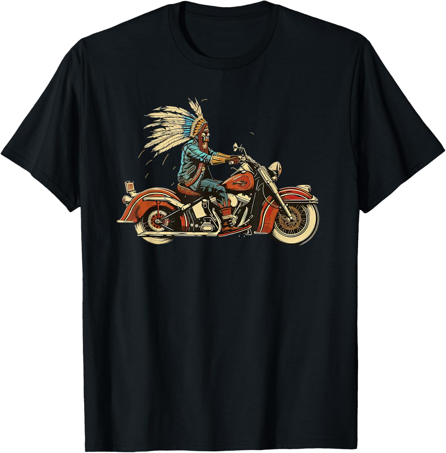 Native American Motorcycle Indian Bikers old classic bikes T-Shirt - T-Shirt | Black