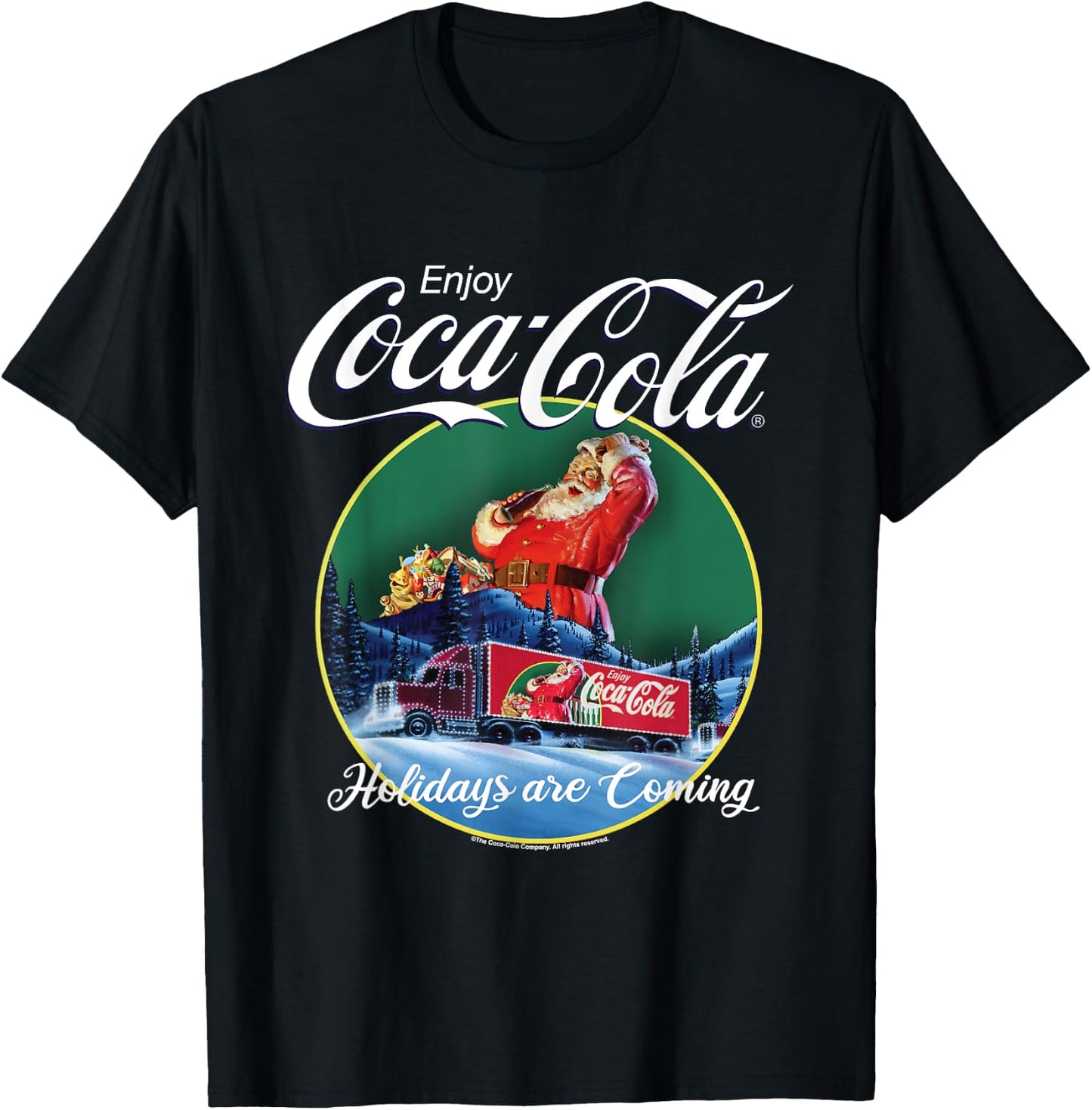 Coca Cola Christmas Holidays Are Coming Truck T-Shirt - T-Shirt | Black