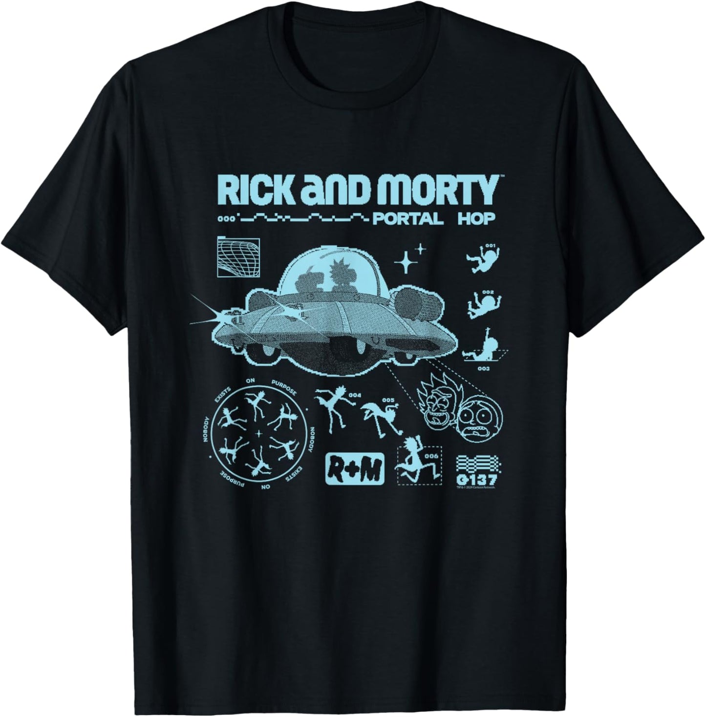 Rick and Morty Space Ship Alien Portal Hop T-Shirt - T-Shirt | Black