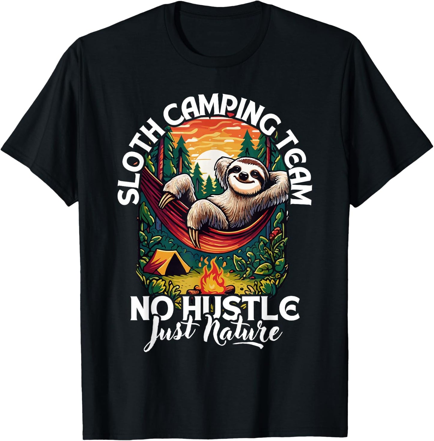 Sloth camping team, funny camping sloth, sloths and camping T-Shirt - T-Shirt | Black