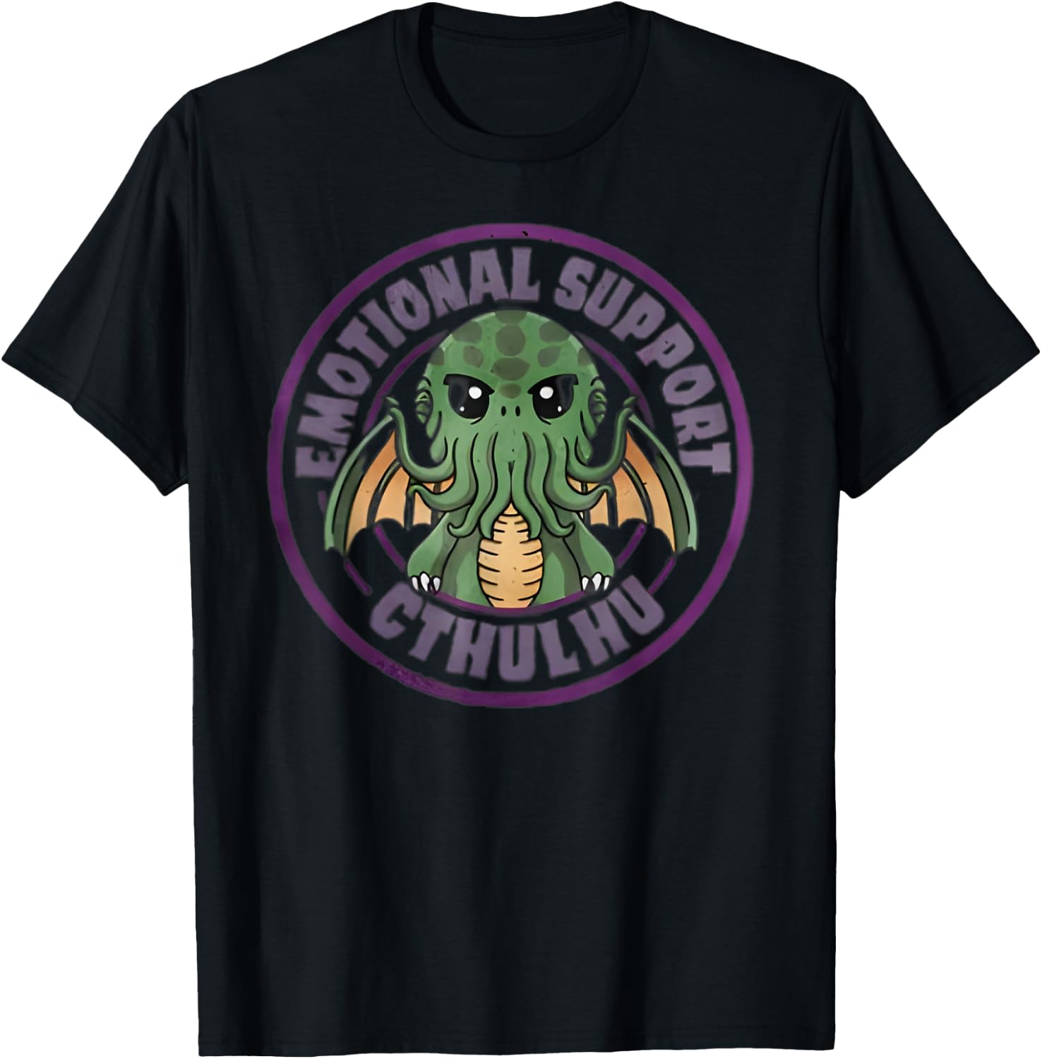 Cool Emotional Support Cthulhu Funny -Adults, Kids T-Shirt - T-Shirt | Black