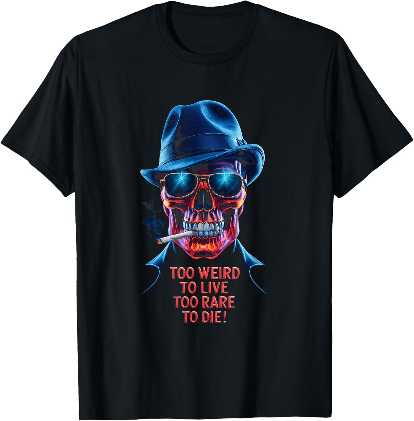 Vintage Too Weird To Live - To Rare To Die Smoking Skull T-Shirt - T-Shirt | Black