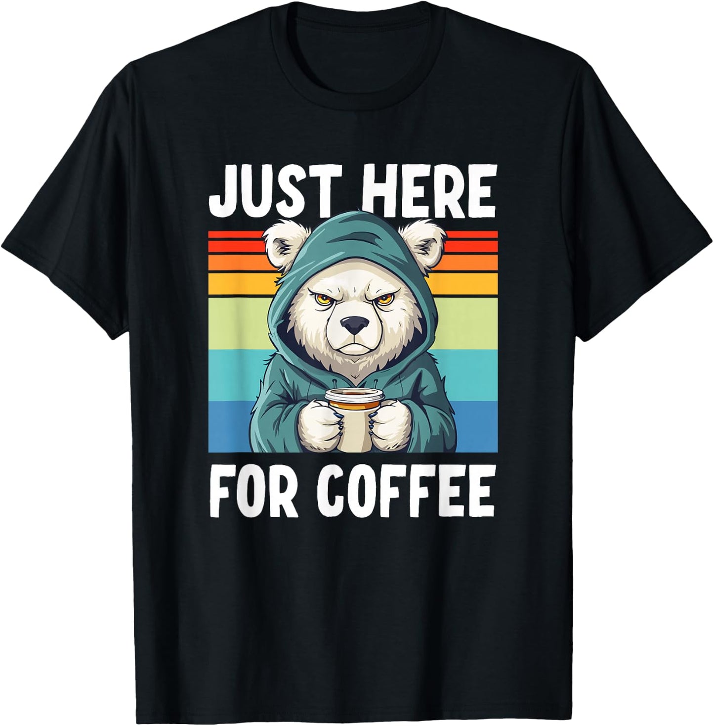 Grumpy Office Coffee & Polar Bear T-Shirt - T-Shirt | Black