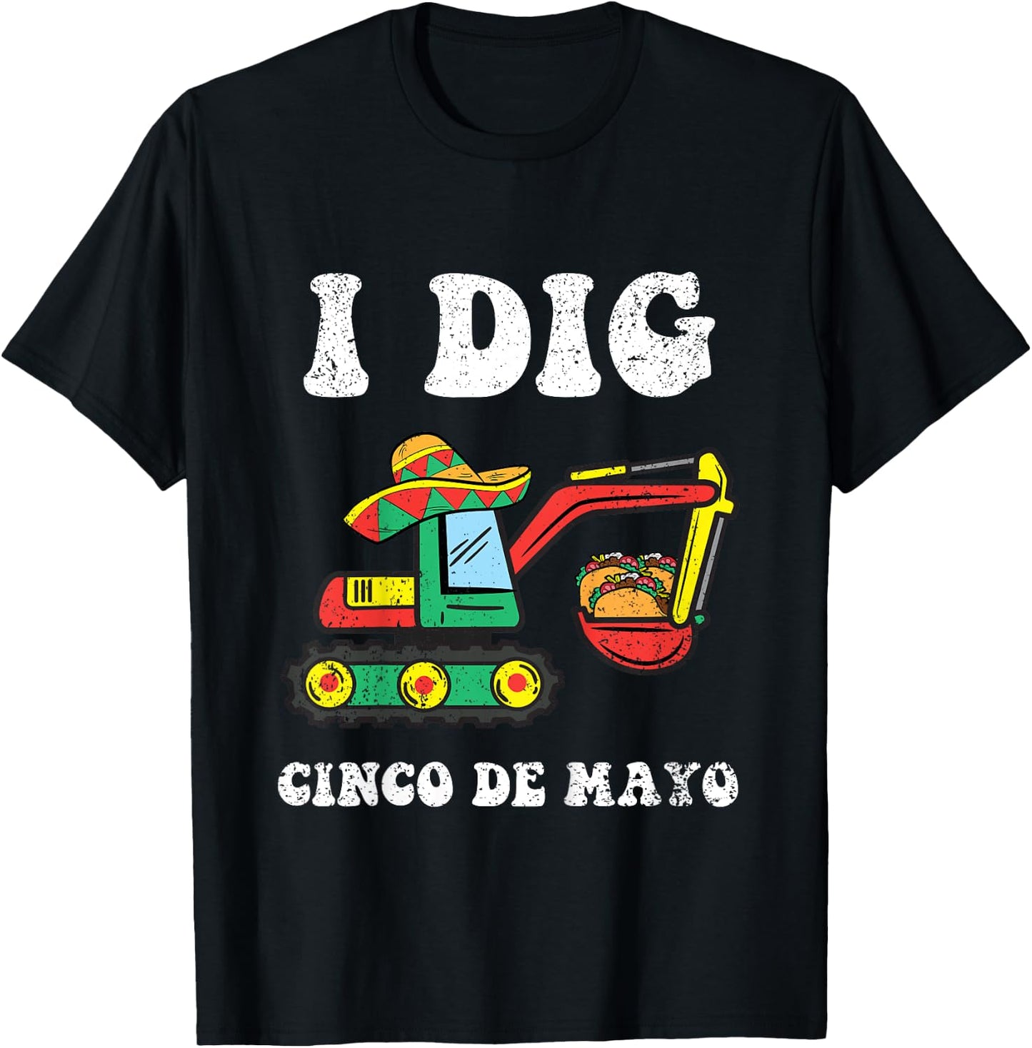 Kids Dig Cinco De Mayo Excavator Taco Mexican Toddler Boys T-Shirt - T-Shirt | Black
