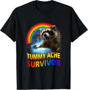 Tummy Ache Survivor Raccoon Unhinged Raccoon Meme Oddly T-Shirt - T-Shirt | Black