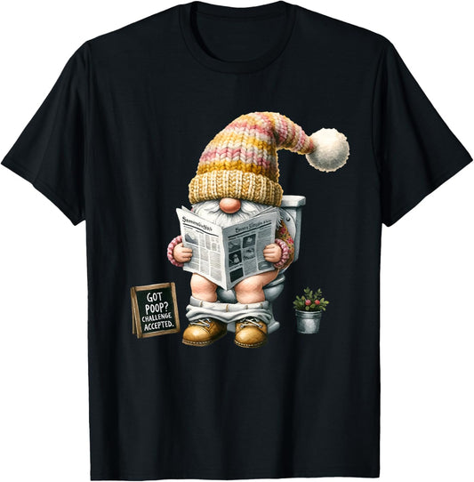 Poop Gnome Funny Retirement Gnome Dad Graphic T-Shirt - T-Shirt | Black