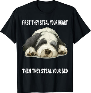 Old English Sheepdog Sleeping Pajamas Nightgown T-Shirt - T-Shirt | Black