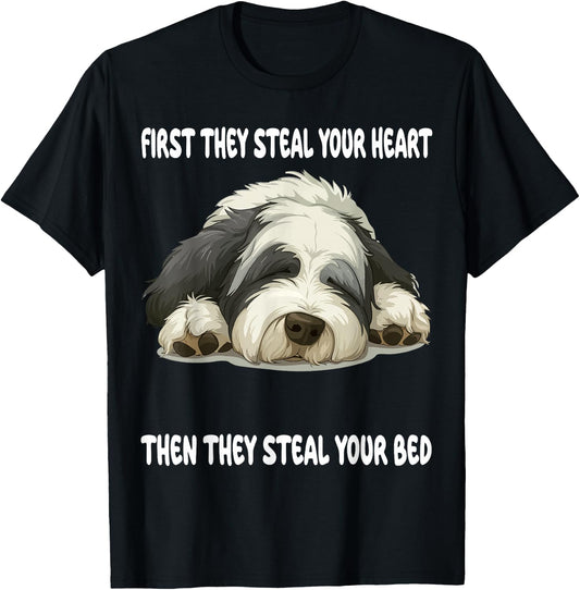 Old English Sheepdog Sleeping Pajamas Nightgown T-Shirt - T-Shirt | Black