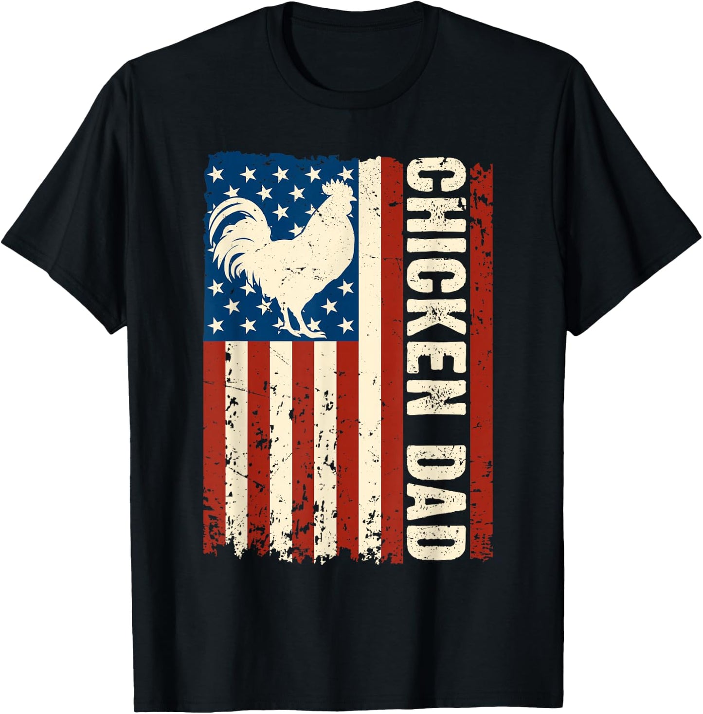 Chicken Dad Retro USA Flag Father's Day Farmers Daddy Men T-Shirt - T-Shirt | Black
